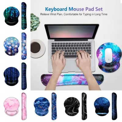JUTBONG Home Office Mice Pad Hand Support Ergonomic Memory Foam Keyboard Pad Mouse Mat Wrist Rest