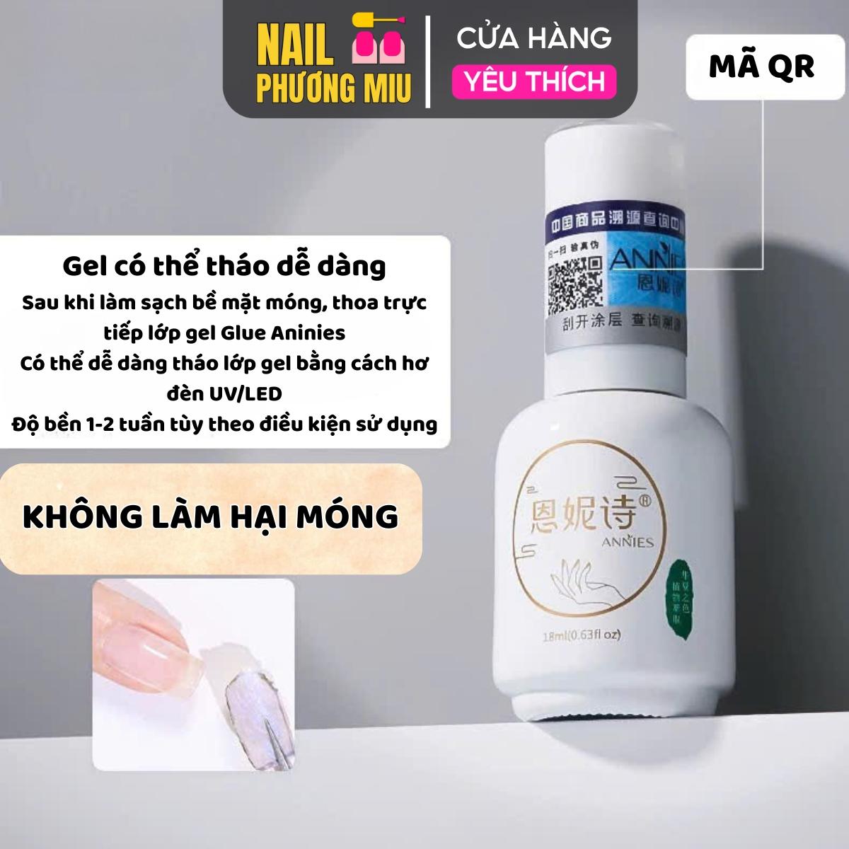 Base Đa Năng Cao Cấp Annies Glue ɡel Dán Móng Úp 18ml ɡel 5in1 Úp Móng Giả, Ẩn Hoa Khô Phụ Kiện, Làm Cứng Móng 5 Trong 1 Siêu Bền Nhanh Khô, Không Hại Móng, Dễ Tháo