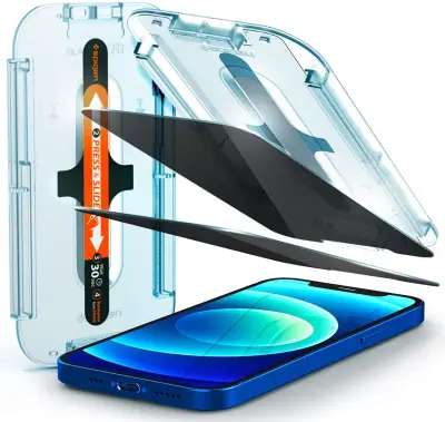 [2 Pack] Spigen iPhone 12 Mini Privacy Tempered Glass Glas.tR EZ Fit iPhone 12 Mini Screen Protector