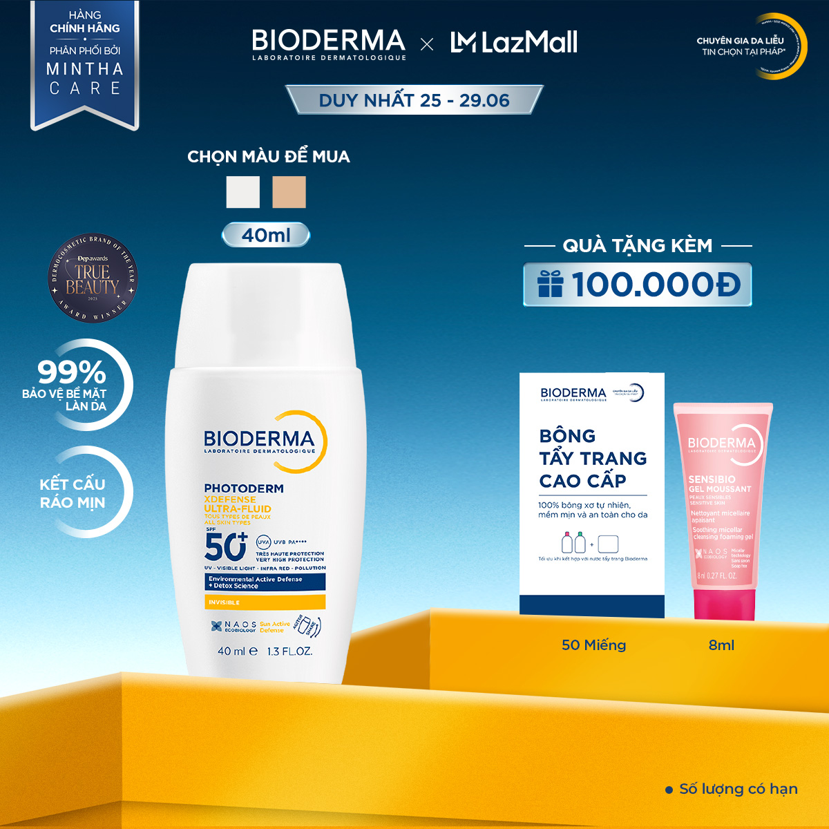 Sữa chống nắng Bioderma phổ rộng ráo mịn, bảo vệ da toàn diện Photoderm XDefense Ultra-fluid SPF50+ 40ml (Không màu)