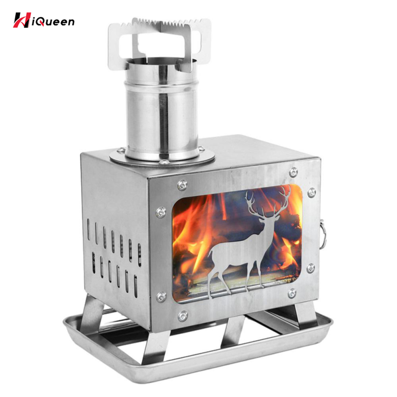 HiQueen【ready stock】Portable Wood Burning Stove With Chimney Pipe Tent Stove Camping Wood Stove For Picnic BBQ Camp Hiking ราคา 4,187 บาท*ส่งฟรี