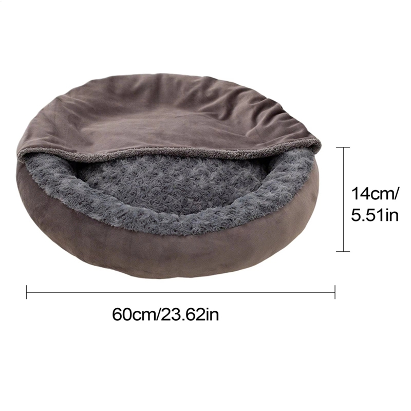 [Waanon]Pet Supplies for Calming Puppy Outdoor Winter Animal Small Dog Bed Cat Bed with Hooded Blanket Round Donut Warm Coved