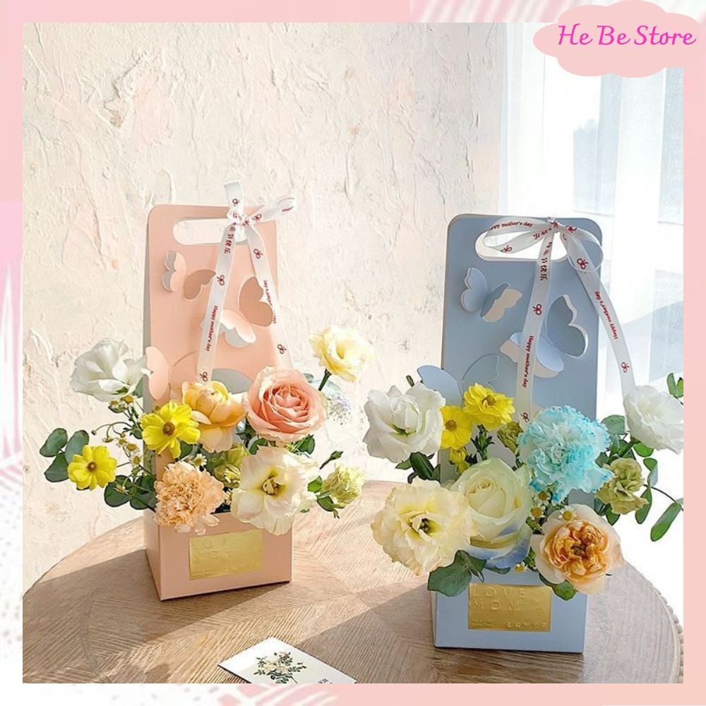 Túi giấy cắm hoa, túi cắm hoa tươi, hoa sáp, đựng quà tặng cánh bướm - Mẫu mới đẹp 2023 He Be store