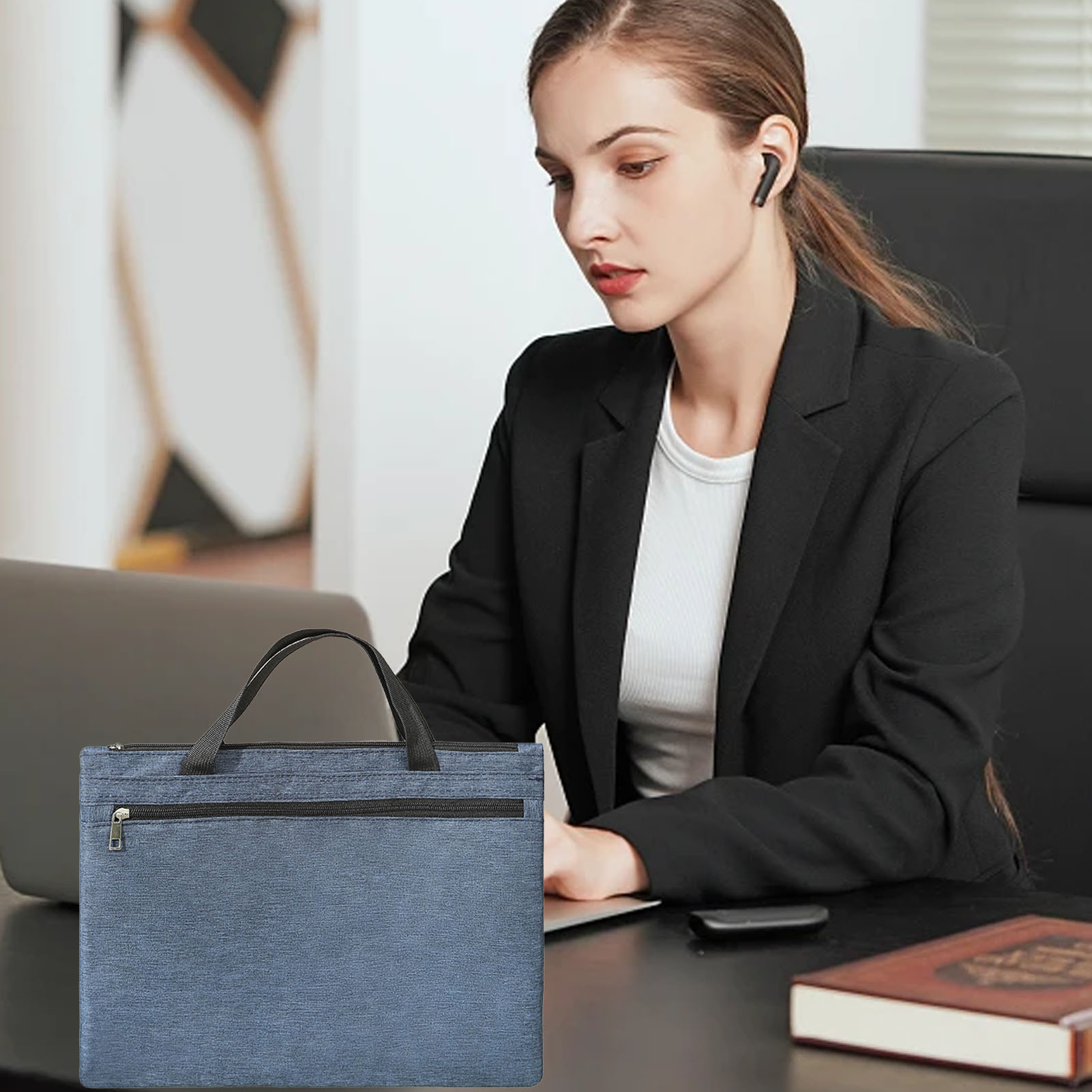 Vải Oxford túi đựng tài liệu dung tích lớn cặp có khóa kéo phong cách không thấm nước với xử lý cho văn phòng