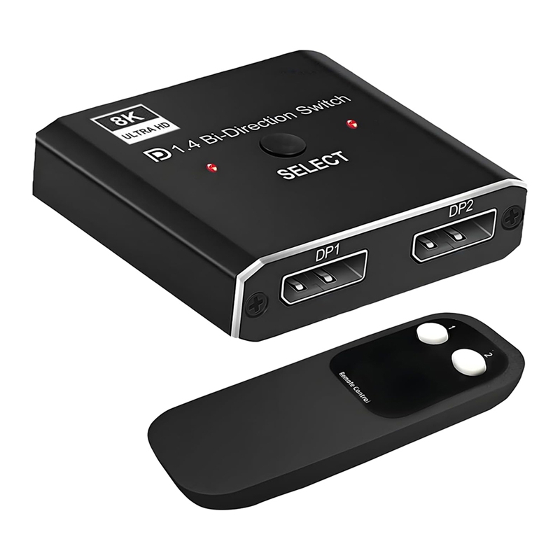 GO Auto-8K DisplayPort Switch 2 in 1 Out/ 1 in 2 Out Display Port DP Switch Supports 8K30Hz 4K120Hz 