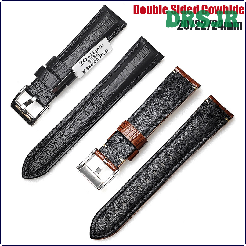 Drsjr hoạ tiết cá sấu Calfskin Dây đeo đồng hồ 20mm 22mm 24mm Vòng đeo tay cho Omega cho Seiko ban nhạc hai mặt da lớp Đầu dây đeo herjy