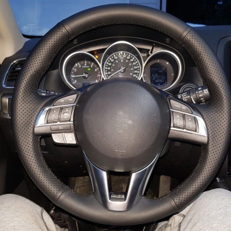DIY Black Soft Artificial Leather Car Steering Wheel Cover For Mazda CX-5 CX5 Atenza 2014 New Mazda 3 CX-3 2016 Scion iA 2016 ราคา 331 บาท*ส่งฟรี