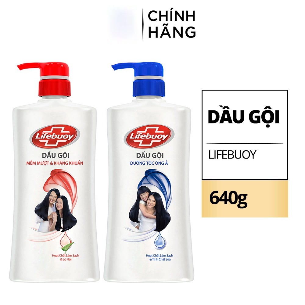 Dầu gội Lifebuoy Dưỡng tóc óng ả/ Mềm mượt & kháng khuẩn 640g