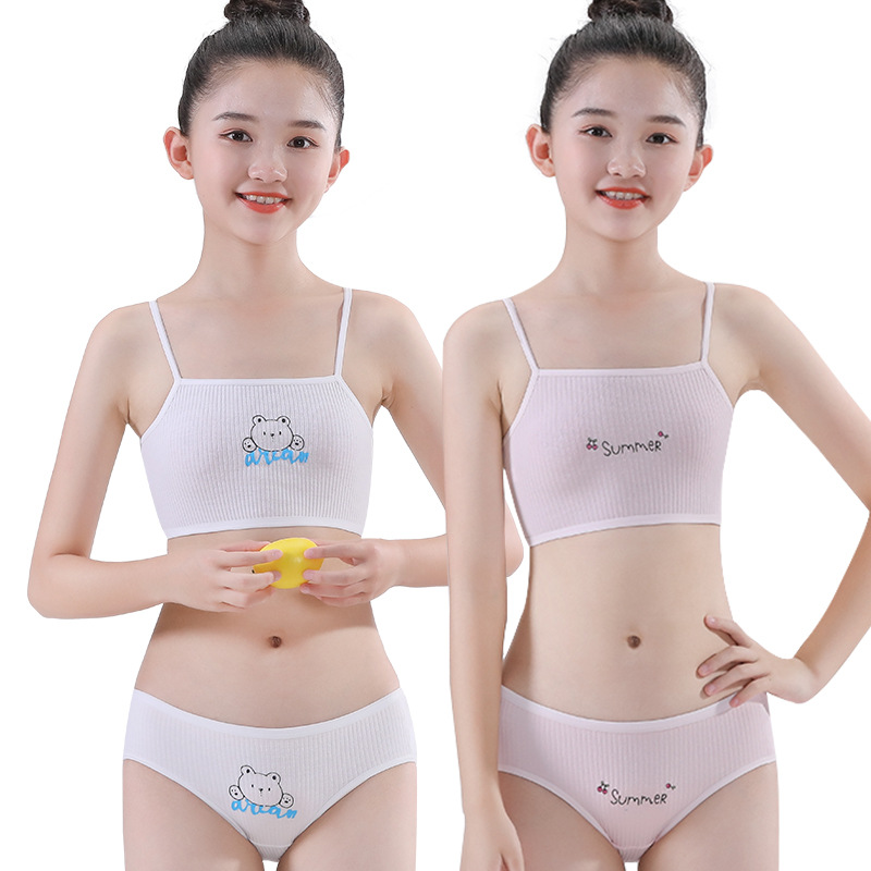 10-13-16 years old girls pure cotton underwear cartoon vest bras cute