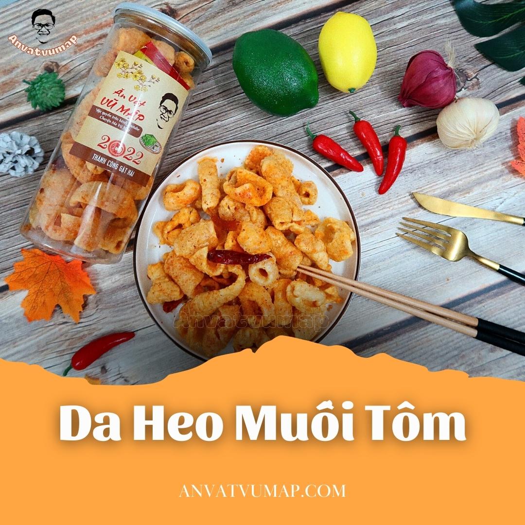 ANVATVUMAP - NHÀ LÀM 100% Da Heo Muối Tôm 150gr Vị Tỏi Ớt Cay Siêu Ngon