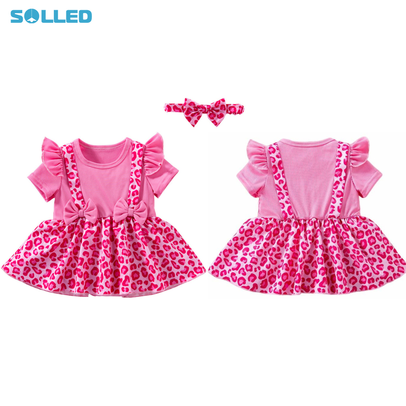 Baby Girl Romper Dress Ruffle Short Sleeve Round Neck Dress With Hairband Summer Casual Clothes Outfits ราคา 216 บาท*ส่งฟรี