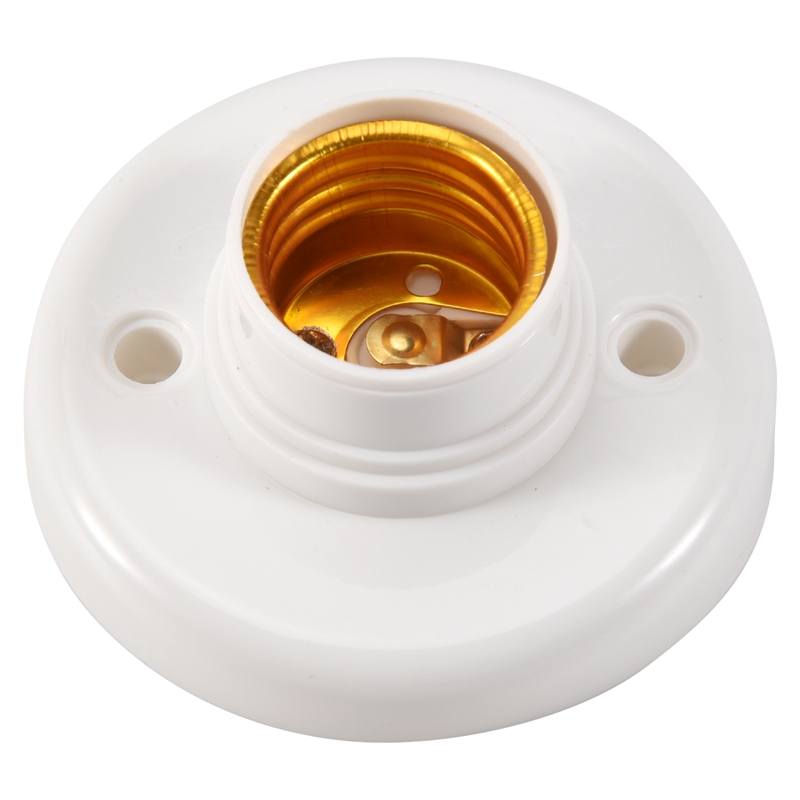 [tgyhtgyht]E27 Round Plastic Base Screw Light Bulb Lamp Socket Holder White