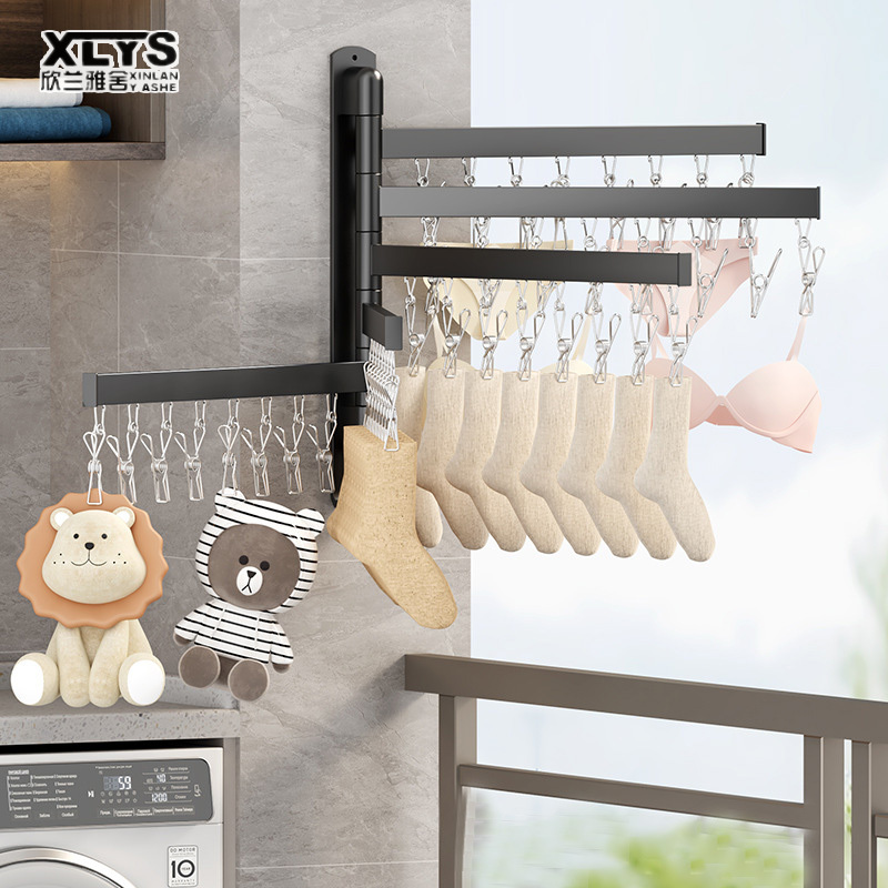 Stainless steel drying rack, solid hanger, multi-clip windproof socks rack, drying rack, balcony drying sock rack, multi-functional hook ราคา  149 บาท*ส่งฟรี