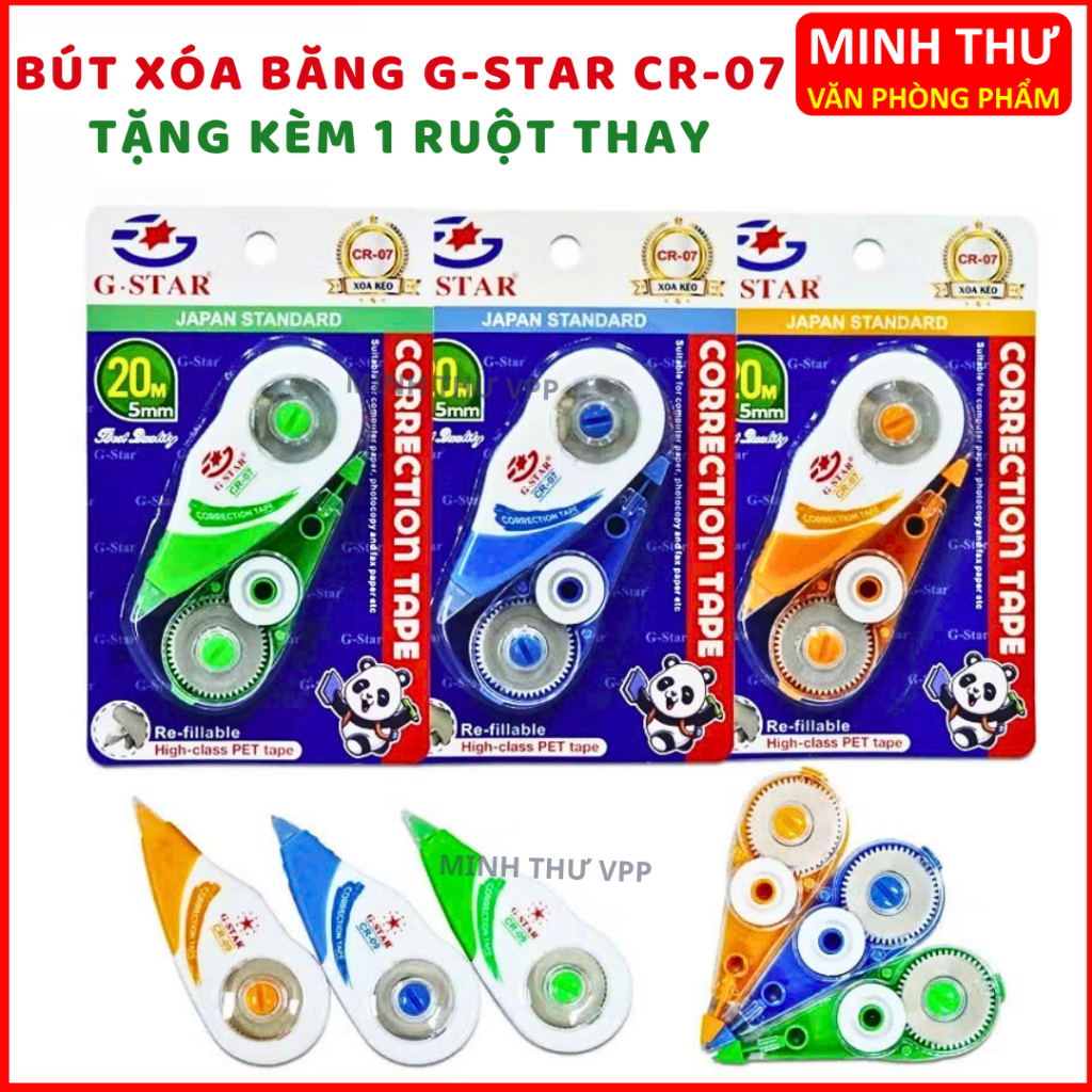 Bút xóa kéo Gstar CR-07 1 vỉ tặng kèm 1 băng xóa thay thế dài 20 mét / bút xóa băng chất lượng tốt - Minh Thư VPP