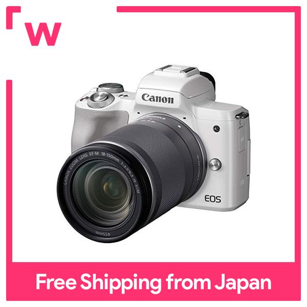 Canon không gương lật máy ảnh SLR EOS Kiss M công suất cao Zoom Kit Trắng EOSKISSMWH-18150ISSTM