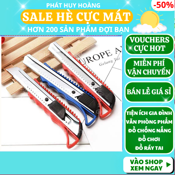 Dao rọc giấy loại to 18mm cực tốt, an toàn và chất lượng cao HJ-229, dao để rọc giấy loại lớn cao cấp, dao cắt giấy lưỡi thép đa năng cực bền, dao siêu bén rọc giấy tiện dụng loại tốt, dao rạch giấy an toàn, Phát Huy Hoàng