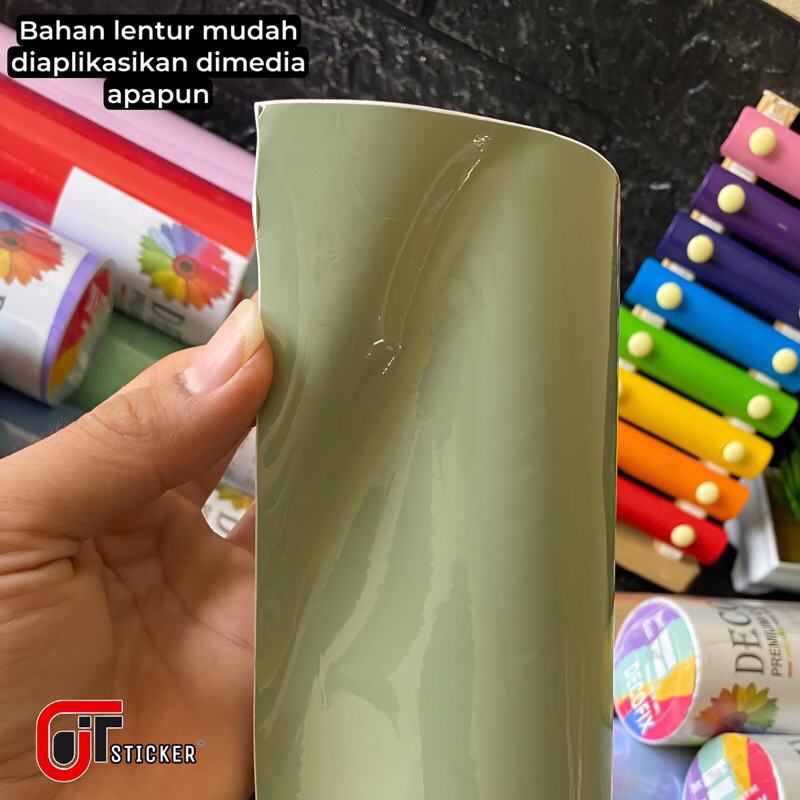 skotlet khaki green pastel glossy sticker scotlite hijau matcha pastel premium color vinyl Harga 12,780 rupiah*Gratis Ongkir
