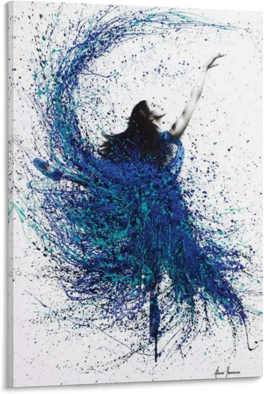 Người cô gái giải trí Teal Wave Dance bởi ashvin Harrison Canvas áp-phích nghệ thuật và tranh tường in tranh ảnh gia đình hiện đại nội thất trang trí phòng ngủ Áp phích 12x18inch30x45cm