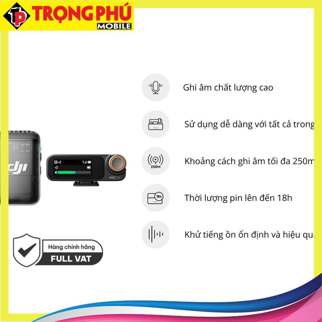 Micro thu âm DJI Mic 2 (1 TX + 1 RX) 1 mic + 1 thu + phụ kiện - Online