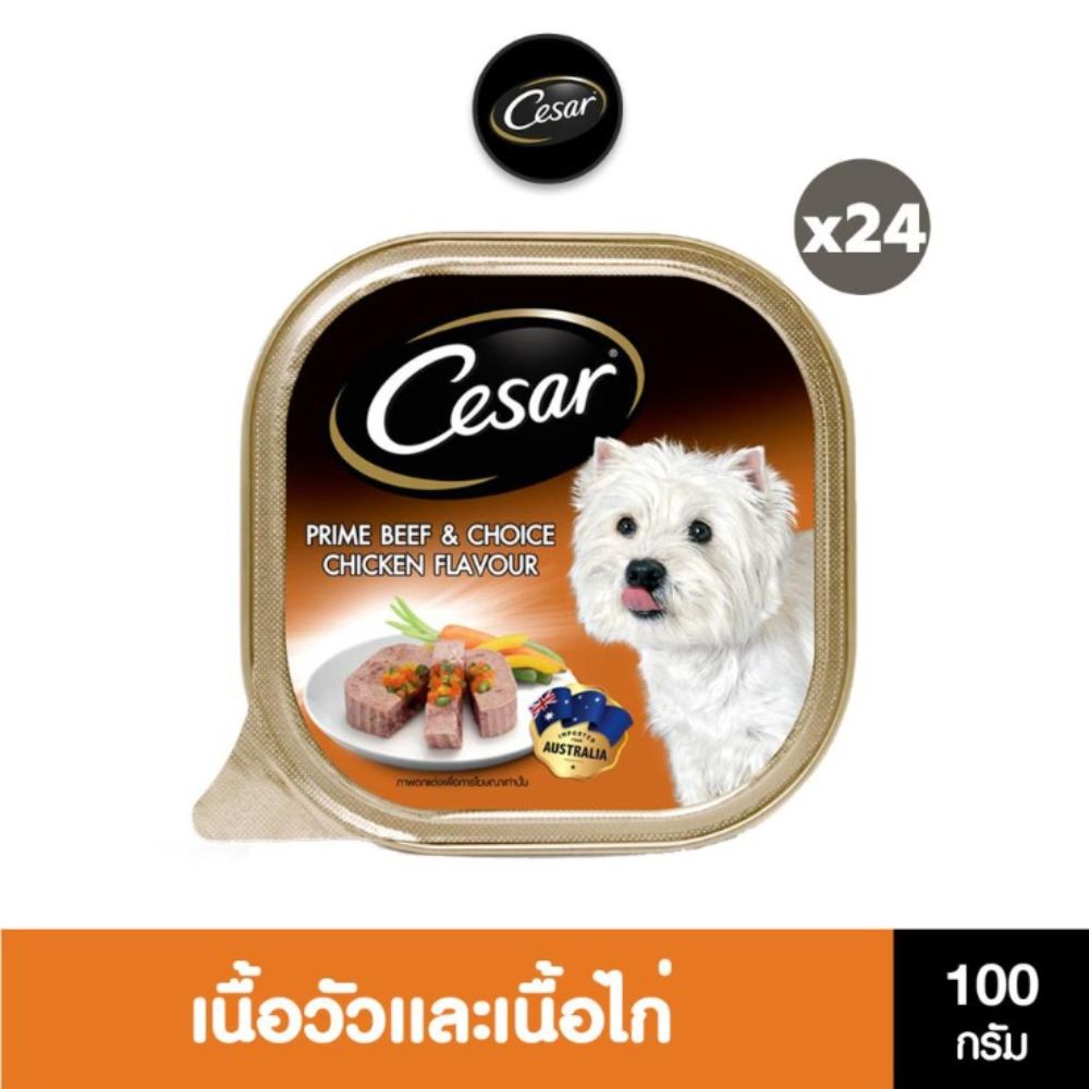 [ส่งฟรี] CESAR อาหารเปียกสุนัข แบบถาด ทุกรสชาติ 100 ก. (24 แพ็ก) ราคา 918 บาท*ส่งฟรี
