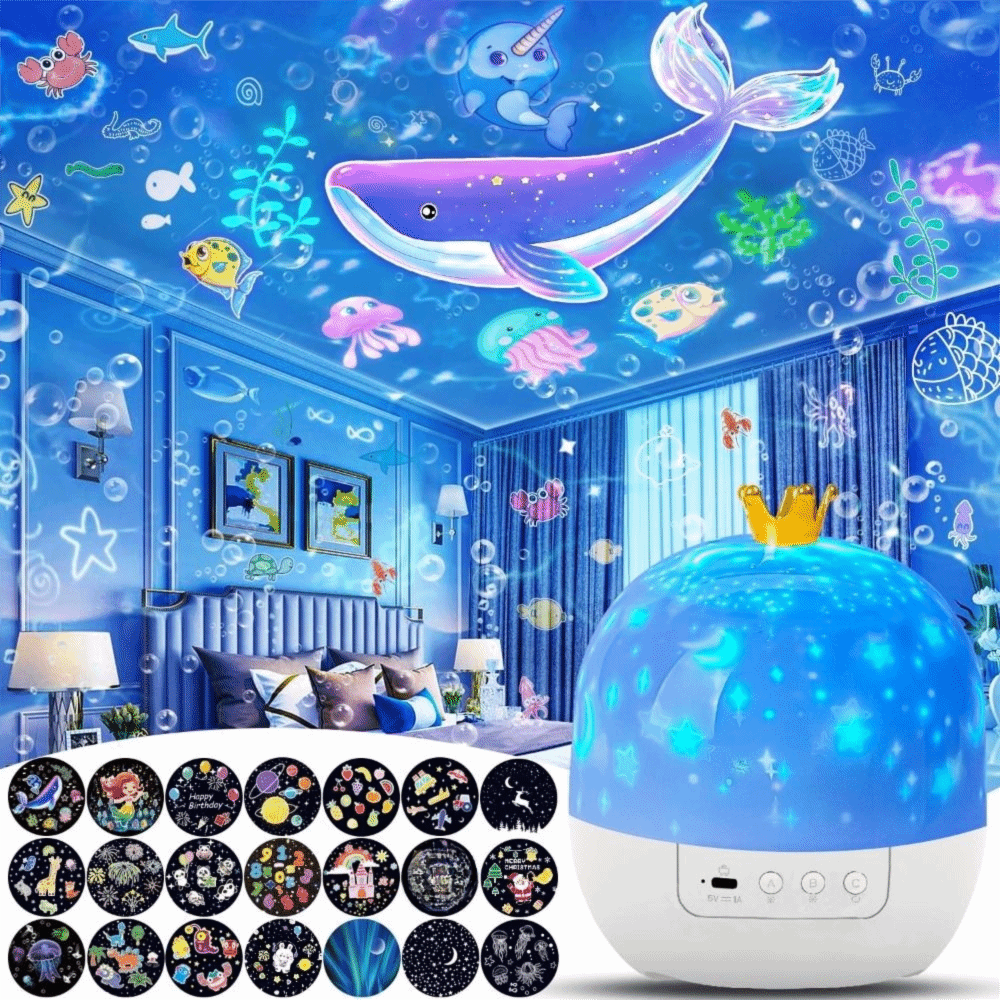 SEMATTI 21 Bộ phim Đèn ngủ cho trẻ em Đại Dương Xoay 360 Đèn trang trí nhà Quà Tặng Máy chiếu sao Galaxy Phòng ngủ