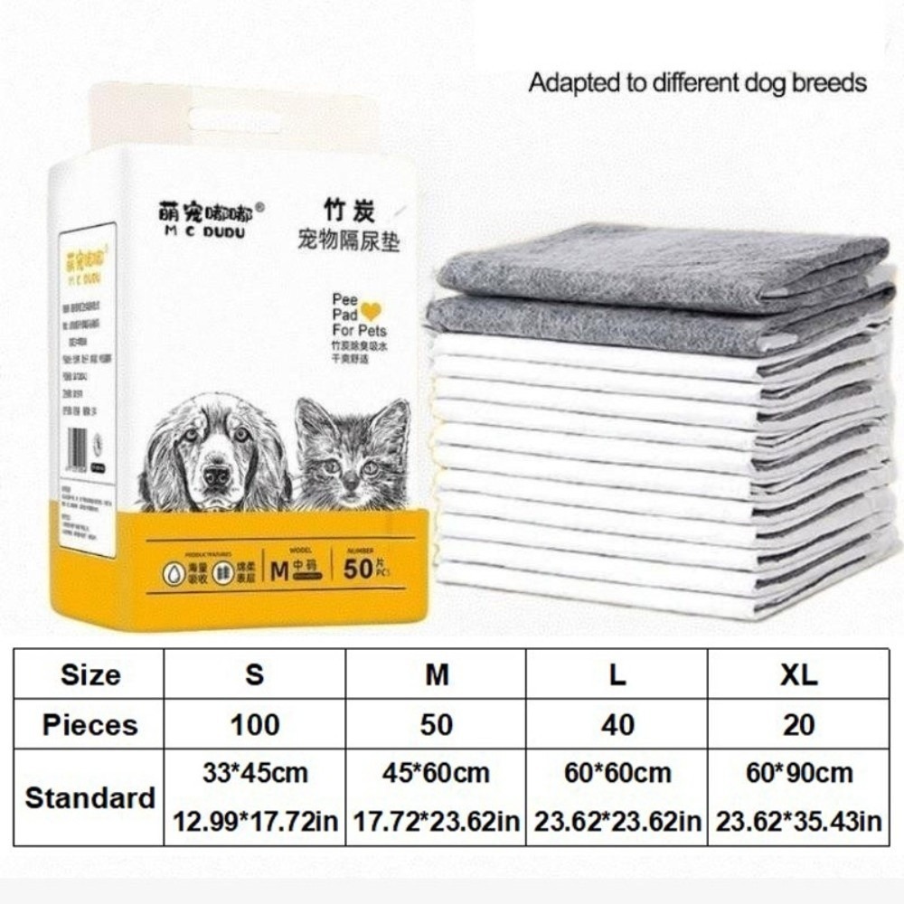 ZENDO12 S/M/L/XL Đệm thú cưng bằng than tre Siêu thấm hút Dùng một lần Tấm lót huấn luyện chó đi tiểu Thực tế Màu xám Thảm tã tiểu tiện Con chó - 2