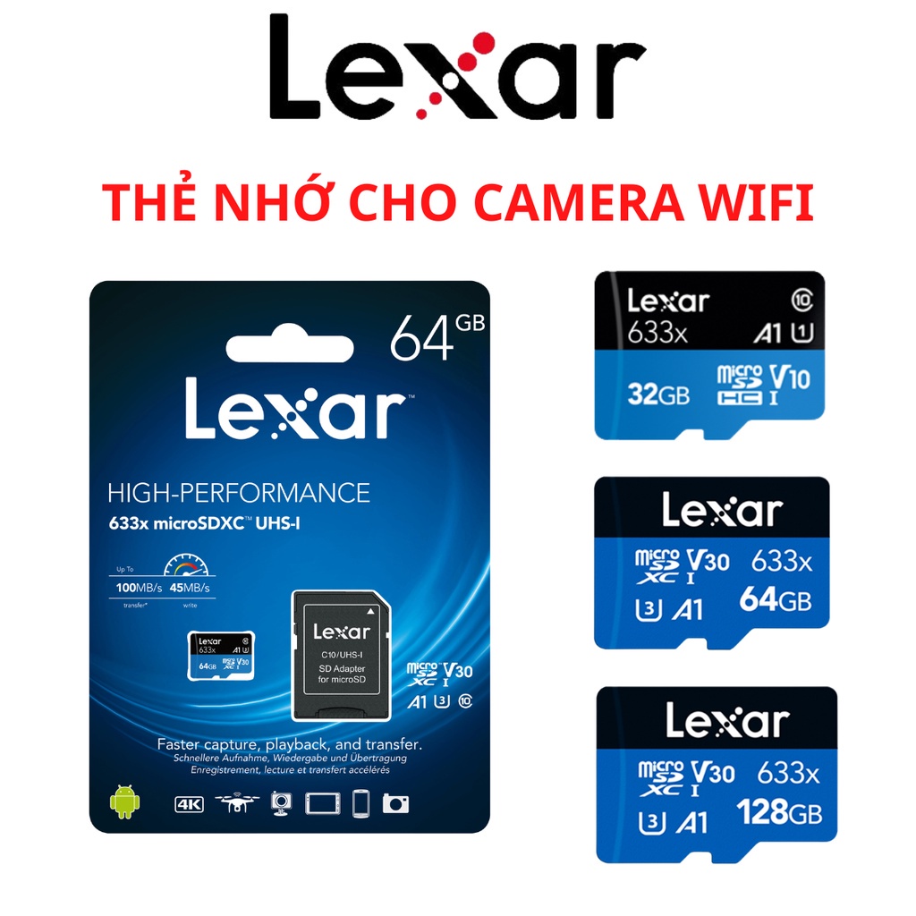 Thẻ Nhớ Cho Máy Ảnh ezviz Iishou camera microsd lexar 32g / 64g / 128g