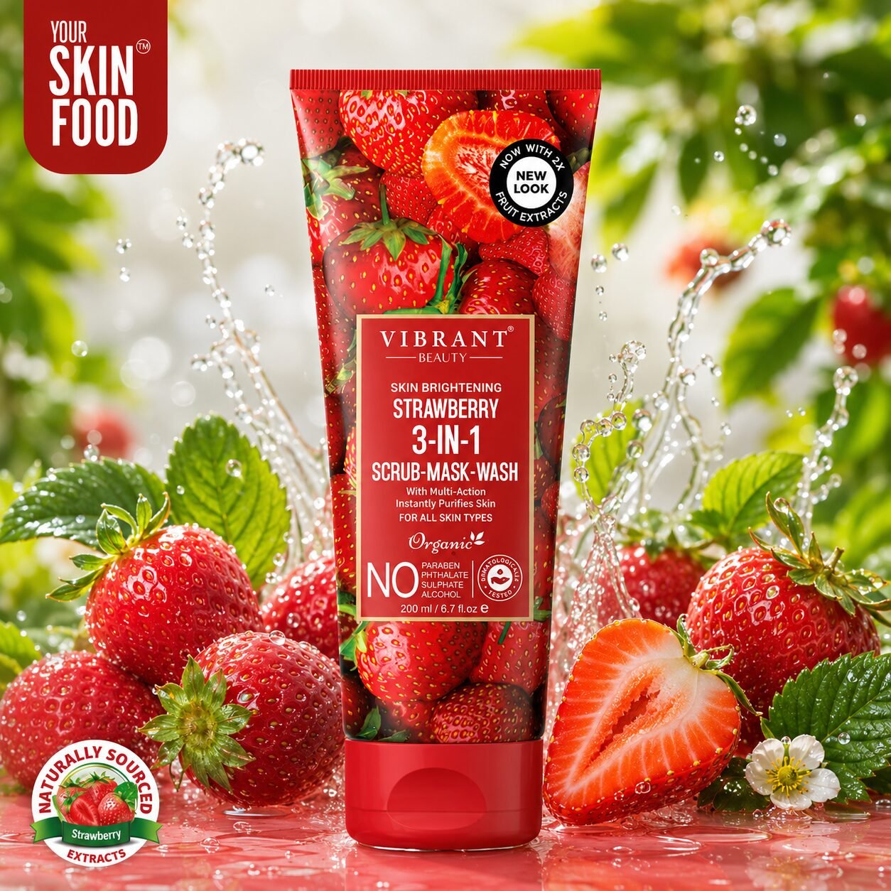 Vibrant Beauty Strawberry 3in1 Scrub-Mask-Wash | Face Mask Care | 200ml