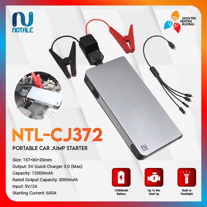 NOTALE CAR JUMP STARTER POWER BANK 12000MAH - CHARGER AKI MOBIL - BY LARISAN Harga 1,217,000 rupiah*Gratis Ongkir