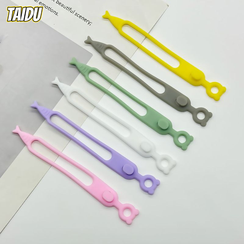 TAIDU สายจัดระเบียบเคเบิลซิลิโคนน่ารักสำหรับการจัดเก็บสายชาร์จและหูฟัง ราคา  8 บาท*ส่งฟรี