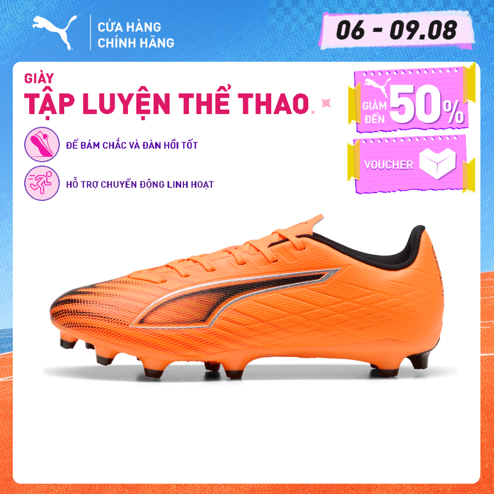 Giày Đá Bóng PUMA Unisex ULTRA 6 PLAY FG AG Heat Fire- Black-Glowing Red Màu Cam