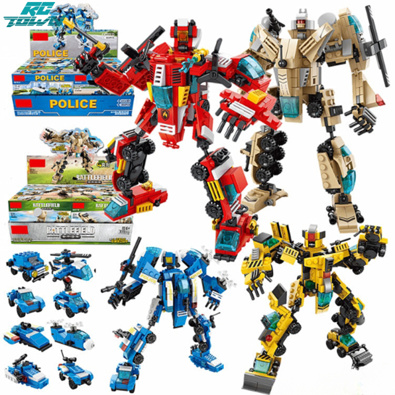 8-in-1 Deformed Robot Building Blocks Toy Small Particles Diy Assembled