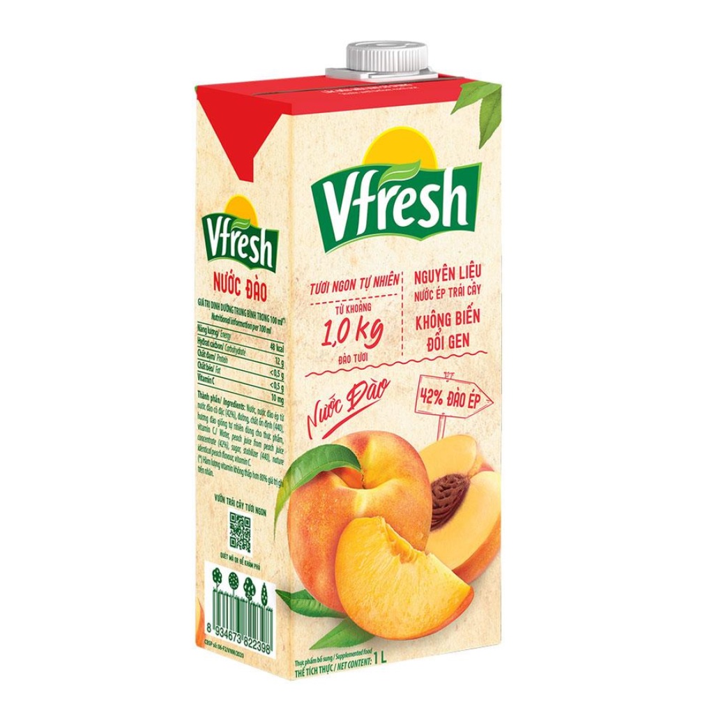 COMBO 3 Nước Đào, 42% Đào Ép, Vfresh, Peach Juice 1L - VINAMILK