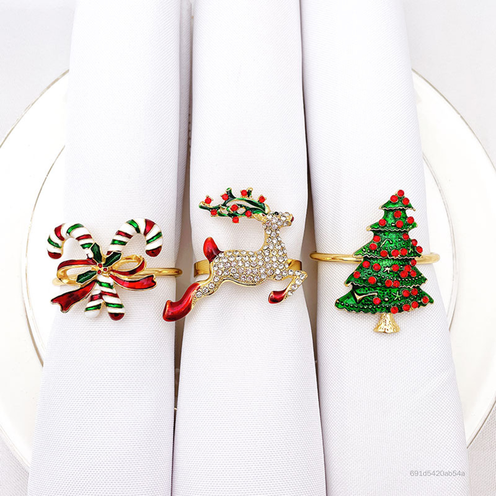 Giáng Sinh Khăn Ăn Nhẫn Xmas Khăn Ăn Giá Đỡ Nhẫn Vòng Hoa Cho Ngày Lễ Đảng Trang Trí Bàn Ăn FD-VN