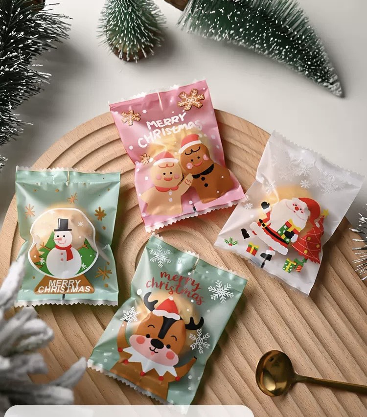 Set 100 túi ép bánh Christmas M1⚡ MẪU MỚI ⚡ túi đựng bánh thiết kết độc đáo đẹp mắt cho mùa giáng sinh