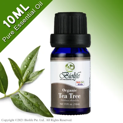 Biolife Organic Tea Tree, 100% Pure Aromatherapy Natural Organic Essential Oil, 10ml Bottle, suitable use for Diffuser, Humidifier, Massage, Skin Care