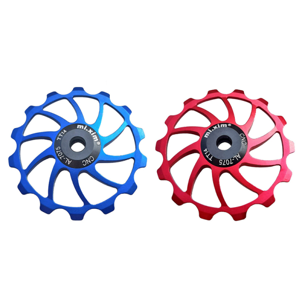 2x Mi.Xim MTB Road Bike Ceramic Pulley 14T Rear Derailleur Bearing Jockey Wheel Bike Guide Roller Red & Blue