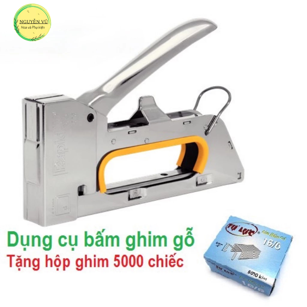 súnɡ bắɴ ghim cầm tay rapid Thuỵ Sĩ hàng nhập khẩu đóng giỏ quả giỏ quà máy ghim cầm tay ghim vào gỗ, khung tranh, tường