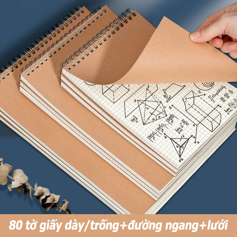Sổ tay kraft lật dọc, giấy kraft retro b5, A5, sổ tay bỏ túi A6