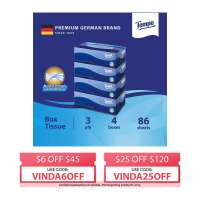 TEMPO Neutral Non-Scented 3-Ply Facial Tissue Box - 4 Boxes