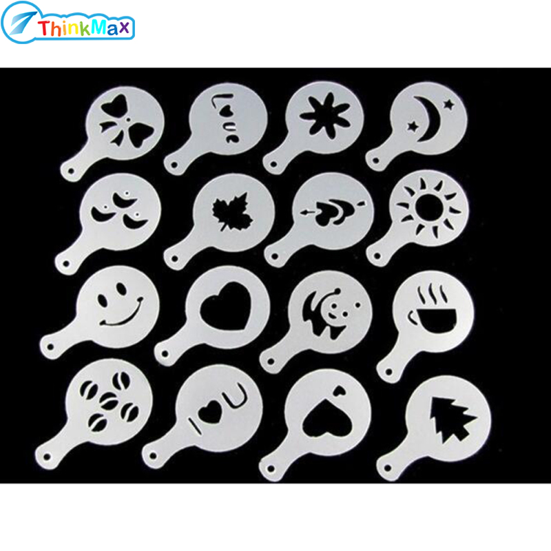 16Pcs Coffee Latte Mold Dusting Pad Stencils DIY Kitchen Art Baking Tools ราคา 21 บาท*ส่งฟรี