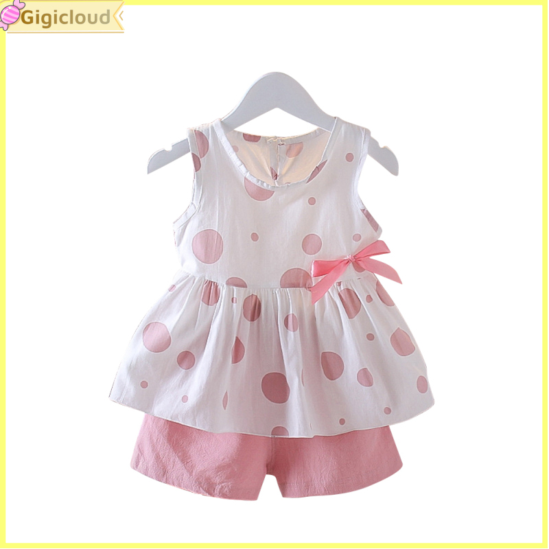 2-piece Girls Shirt Skirt Suit Sweet Floral Printing Summer Breathable Tops Shorts Set For Children Aged 9m-4y ราคา 177 บาท*ส่งฟรี