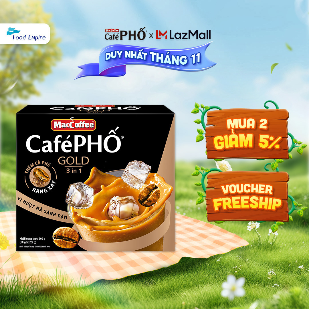 Hộp cà phê Phố sữa đá GOLD - MacCoffee (hộp 10 gói x 28g)