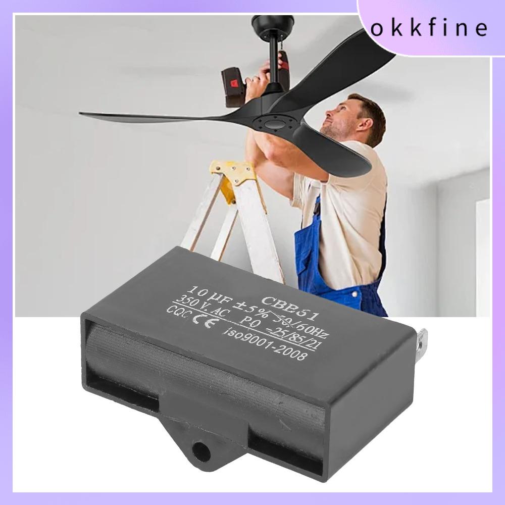 OKKFINE 350VAC Tụ điện CBB61 10UF ±5% Tụ điện màng nhựa Bền bỉ 50/60Hz Tụ khởi động động cơ quạt Khởi động động cơ quạt