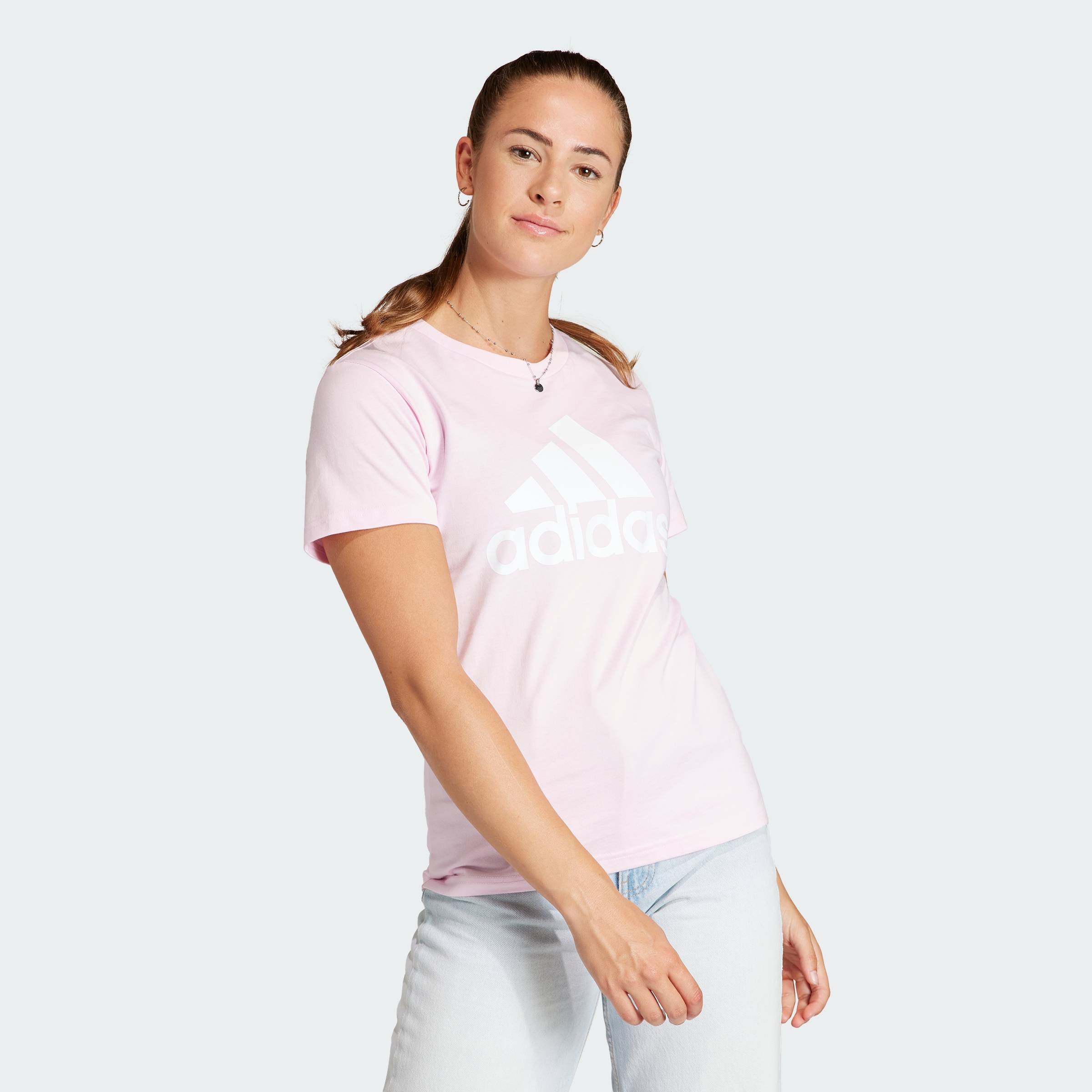 [0H-2H 15.7-VOUCHER 15%] adidas Phong cách sống Áo Thun Essentials Có Logo Nữ Hồng GL0726