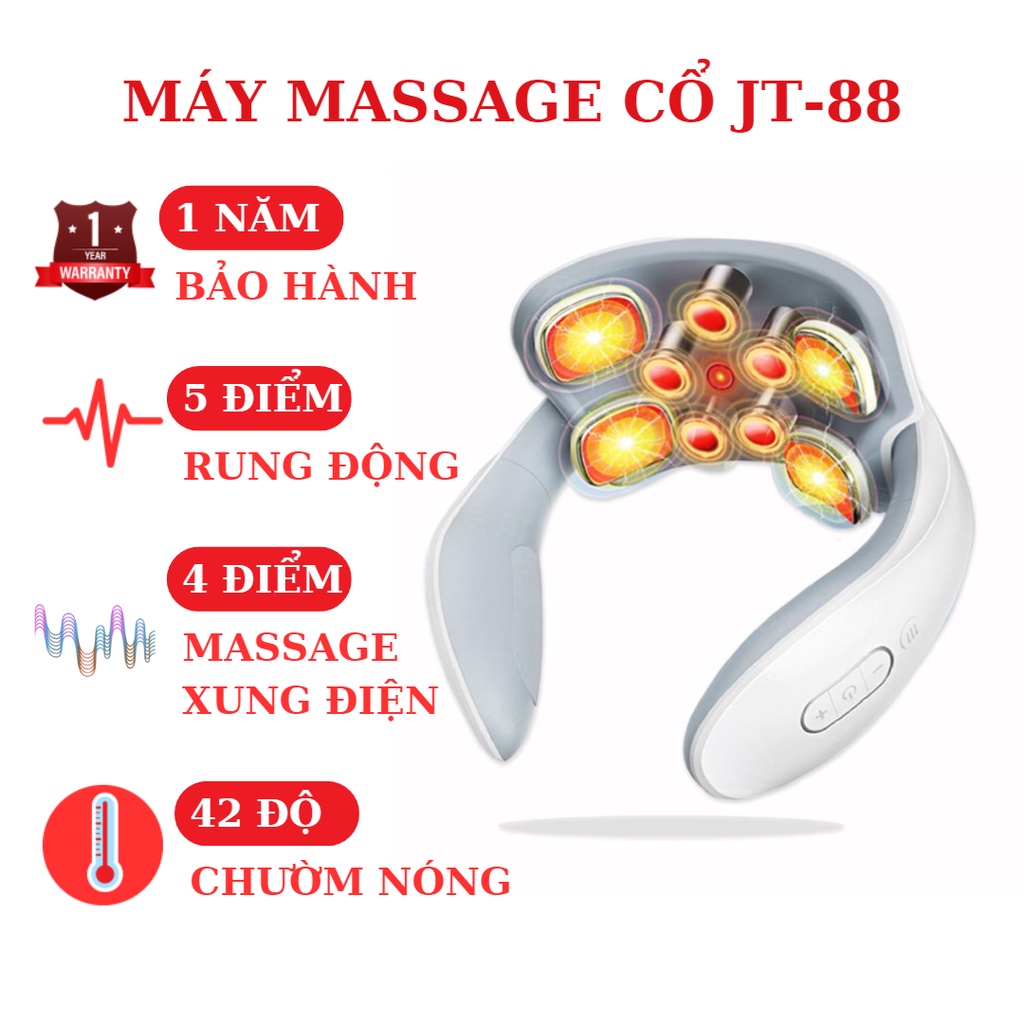 Mage Cổ Vai Gáy, Mát Xa Rung Động Cơ Học và Xung Điện Cùng 5 Đầu Rung  Liệu Nhức Mỏi JT88 BH 12T