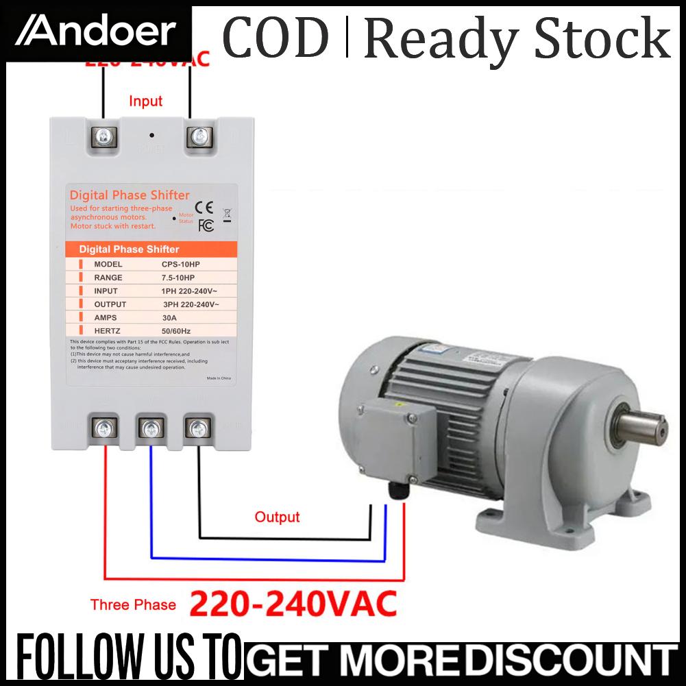 Andoer Digital Phase Shifter การใช้พลังงานต่ำ 30A เดี่ยวถึง 3 เฟส Converter 220-240V ประหยัดพลังงานติดตั้งง่ายประสิทธิภาพสูงสำหรับมอเตอร์ไฮดรอลิก ราคา 15,762 บาท*ส่งฟรี