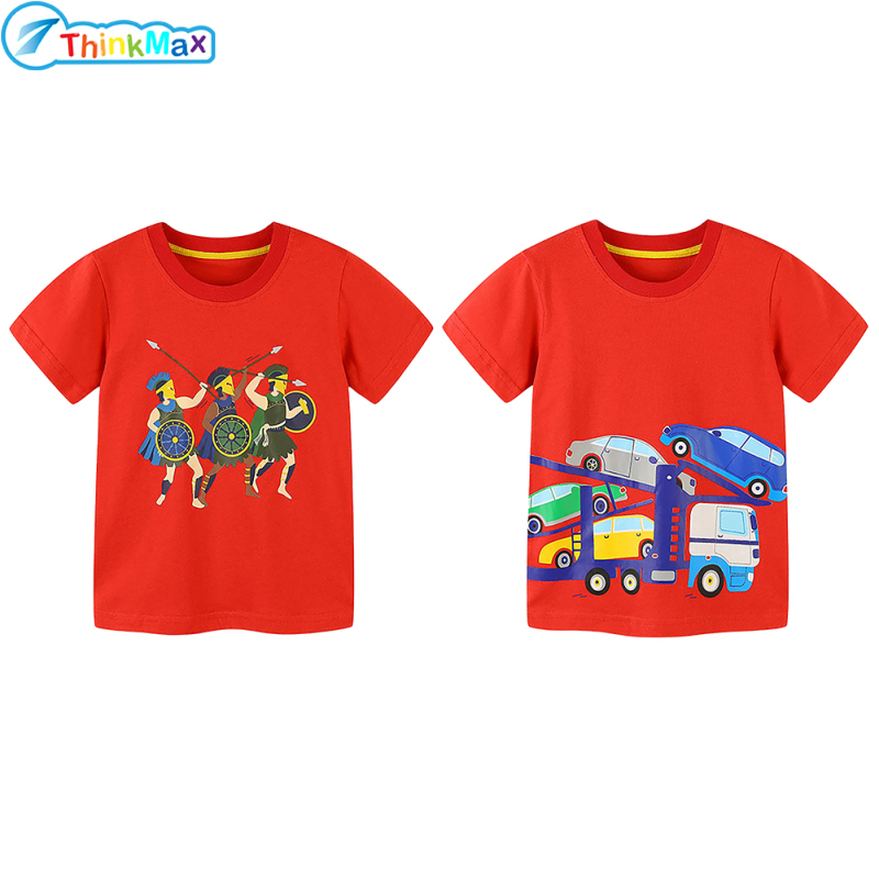 Kids Short Sleeves T-shirt Cute Cartoon Car Printing Casual Shirt Summer Cotton Round Neck Pullover Tops For Boys ราคา 150 บาท*ส่งฟรี