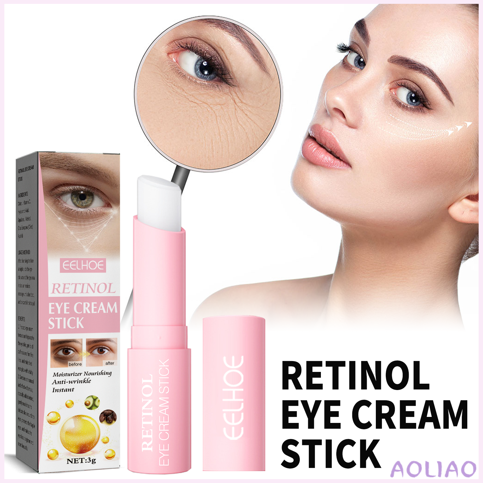 Aoliao eelhoe 1PC Retinol kem mắt cho mọi loại da sửa chữa da loại bỏ quầng thâm và chống-bọng chống lão hóa Kem mắt