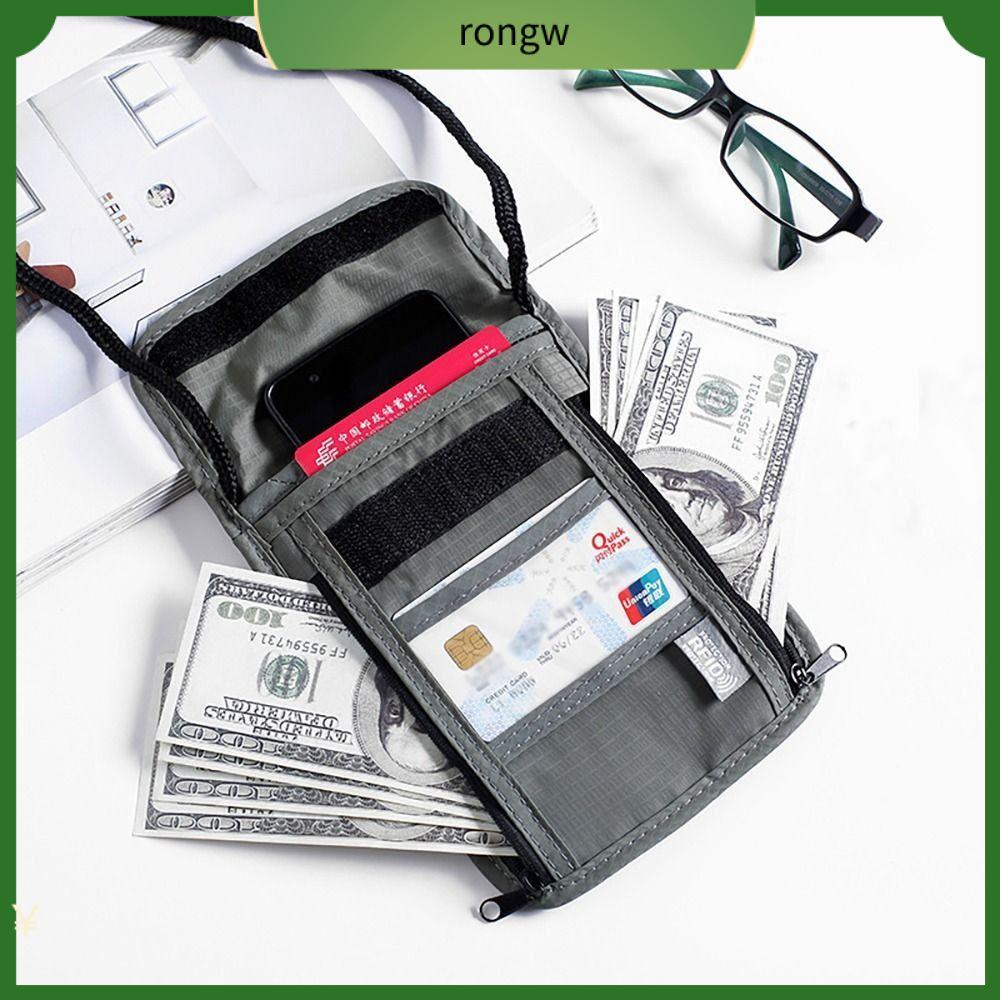 RONGW Không thấm nước Túi ID hộ chiếu RFID Nylon Đa năng Túi đựng tài liệu Di động Túi Du lịch